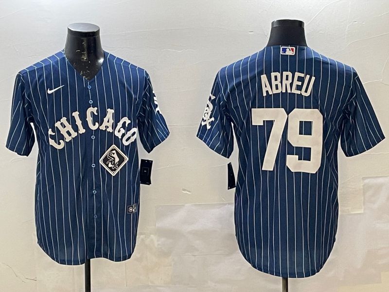 Men Chicago White Sox #79 Abreu Blue Stripe Game 2025 Nike MLB Jersey style 4->detroit tigers->MLB Jersey